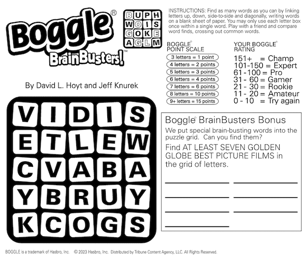 Boggle’s Golden Globe Puzzle 