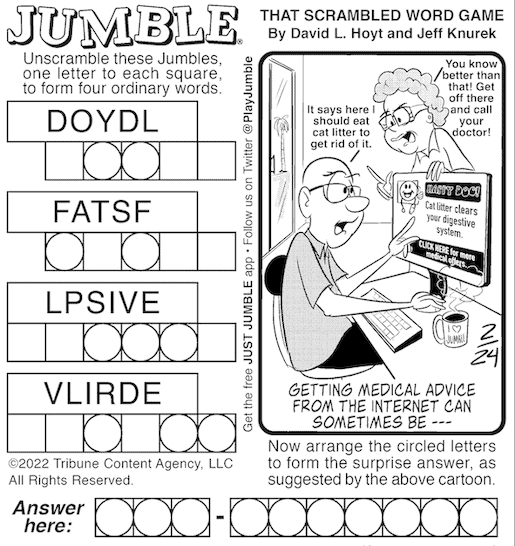 jumble classic puzzle. doc google clue
