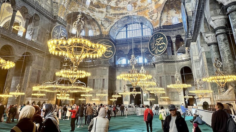 In Istanbul, Turkey, where East meets West. Built by the Byzantine Emperor Justinian in the early sixth century on the grandest scale possible, the Hagia Sophia was later converted from a church into a mosque by the conquering Ottomans. CREDIT: Carrie Shepherd, Rick Steves’ Europe.
