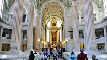 The main gathering place for anticommunist protesters in the 1980s, Leipzig’s St. Nicholas Church has a bright, clean, Neoclassical interior. CREDIT: Cameron Hewitt, Rick Steves’ Europe.