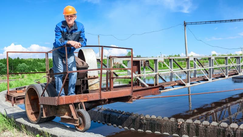 Man working at a water treatment plant after getting a job downgrade. Image by Andrey Kekyalyaynen