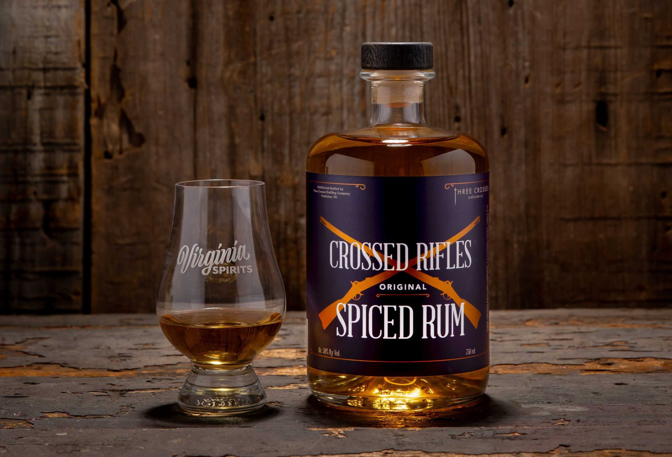 Crossed Rifles Spiced Rum from Three Crosses Distillery in Powhatan, just west of Richmond.