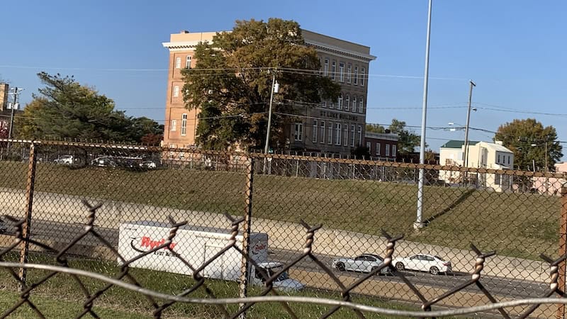 St. Luke Building across I-95 from Jackson Ward in Richmond, Virginia. The neighborhood was divided by the construction of I-95, seen in the foreground. This is part of the local history needed for an awareness of Black issues and history. CREDIT: Annie Tobey