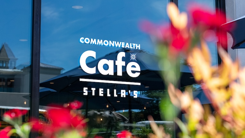 Sign at the Virginia Museum of History & Culture in Richmond, Virginia, noting the pairing of the museum's Commonwealth Cafe with Stella's Grocery. Image provided by the VMHC
