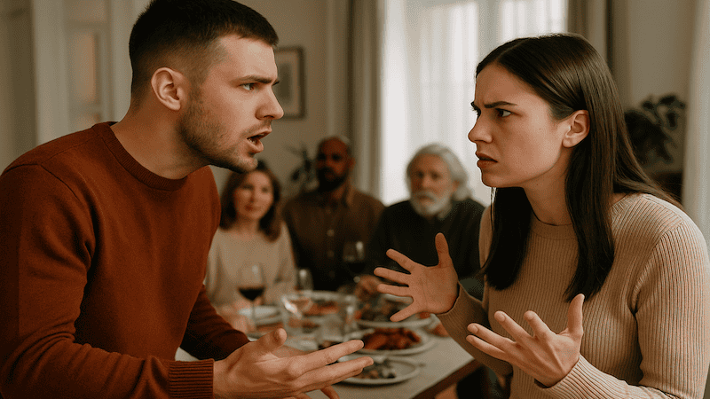 adult children fight at a family gathering. Image by ChatGPT