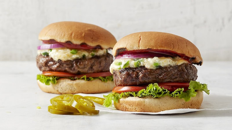 Two jalapeño popper burgers: Enjoy a little bit of spice and a gooey cheese. (Jacob Fox/TCA)