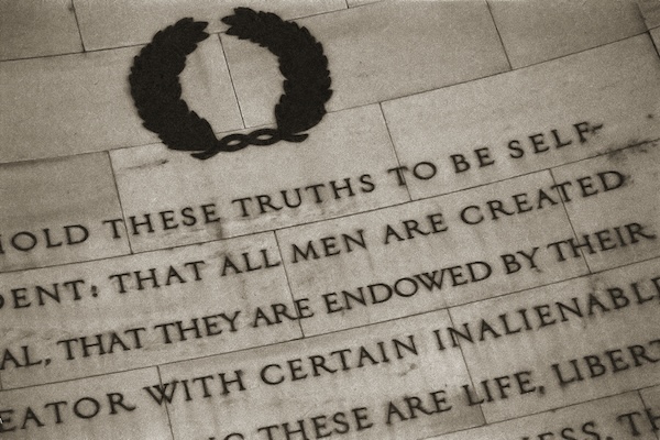 Copy from the Declaration of Independence, from the Jefferson Memorial. Used with What's Booming June 26