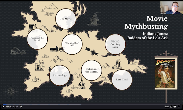 Previous Movie Mythbusting presentation with VMHC on "Indiana Jones and the Raiders of the Lost Ark." Used in What's Booming July 24