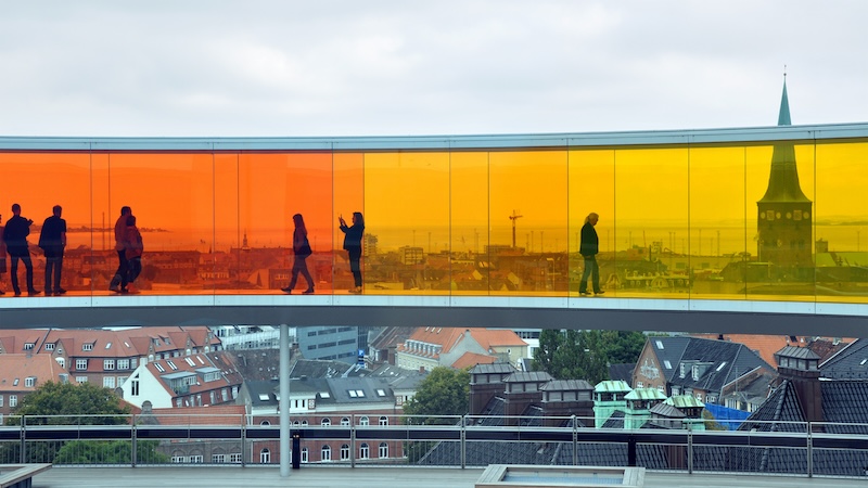 Your Rainbow Panorama atop the Aarhus art museum is experiential art at its best. (Cameron Hewitt, Rick Steves' Europe) The Danish city of Aarhus, easy to like and easy to handle, is promoted as the “World’s Smallest Big City.”