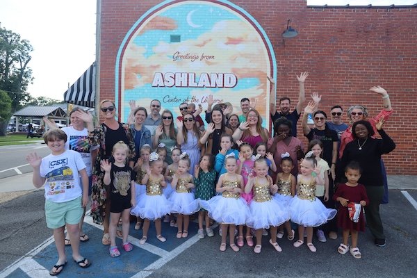 Ashland Fourth Friday from earlier in 2025 - dancers in front of the Ashland mural