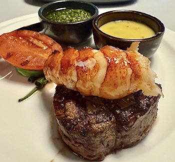 8 oz. filet with lobster tail and chimichurri, at Caesars Virginia in Danville