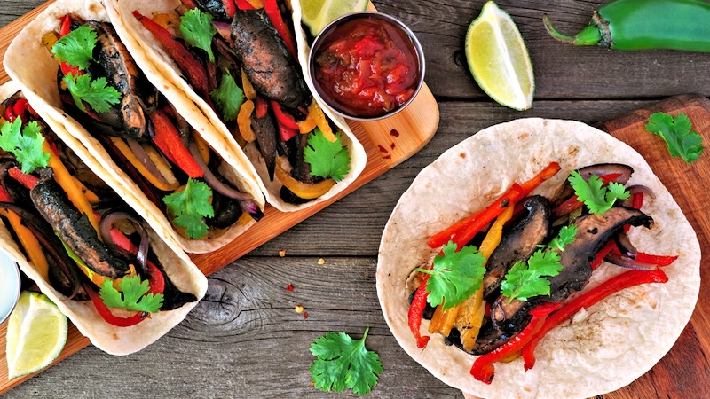 Going plant-based can mean eating delicious meals like these portobello tacos. By Jenifoto46