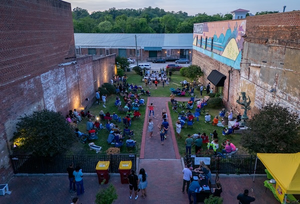 View looking down toward the PAAL art park in Petersburg, Virginia