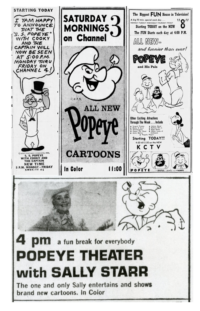 The new Popeye cartoons were promoted as the main attraction on different television programs.