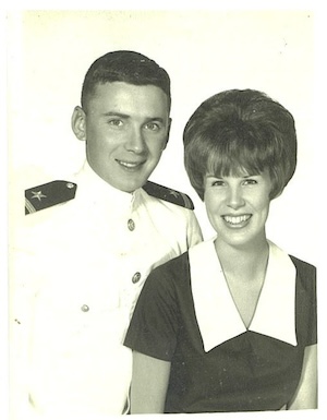 Photo of David and Sally Raber taken just after Dave was commissioned as an officer in the Navy, pre-Vietnam. Used in the Vietnam veteran memoir