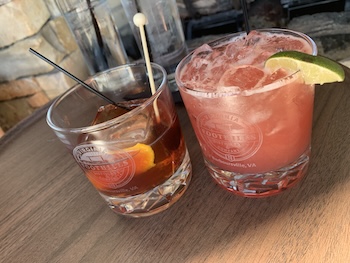 Two cocktails from Virginia Foothills Distillery in Barboursville, Virginia