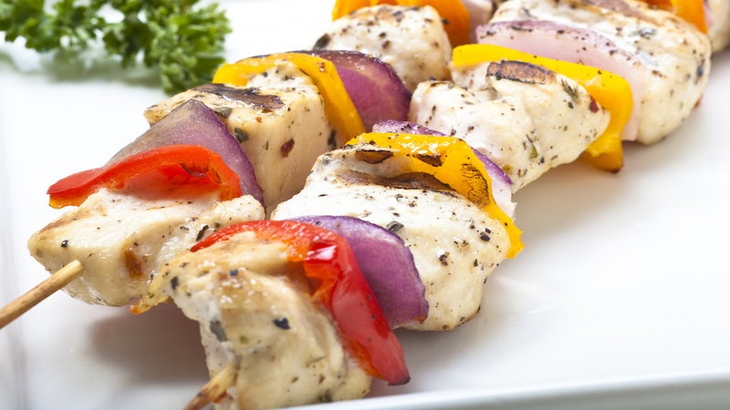 Chicken kabobs. Used to represent the Armenian festival in What's Booming: Food, wine and poison