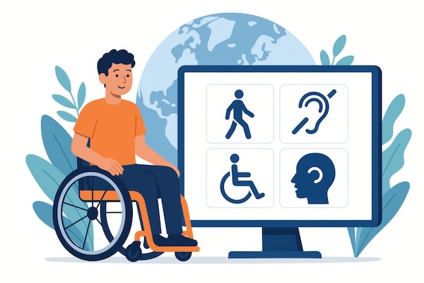 Computer accessibility concept, by Elena Karetnikova. For What's Booming news, October 2