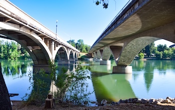 Diestelhorst Bridge, left, and Lake Redding Bridge, along the Sacramento River Trail - Nick Thomas