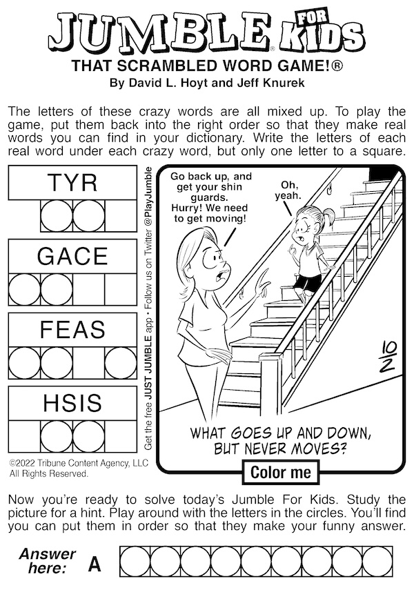 Jumble puzzle for kids, along with a Classic Jumble: with musicians and a riddle