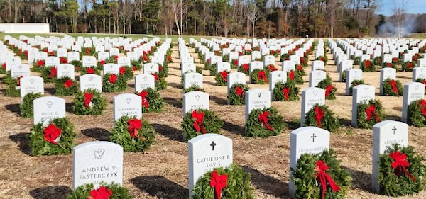 Wreaths at a Virginia Veterans cemetery. For What's Booming, December 11