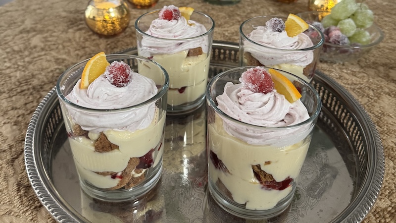 Like a trifle in a glass, with traditional Christmas flavors, Layered Cranberry and Ginger Parfaits pair wonderfully with a holiday meal. Recipe flexibility means you can make this dessert your own.
