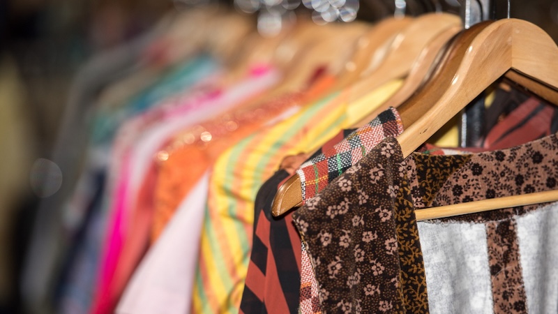 Vintage Favorites -old clothing on a rack