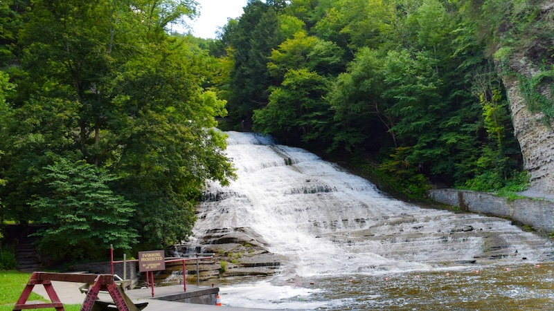 Primary waterfall at Buttermilk Falls State Park in Ithaca, New York