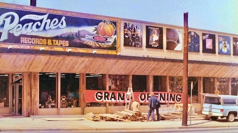 Music memories: The storefront of a Peaches Records & Tapes store under construction. From: To Do STL, “When Vinyl Ruled St. Louis: The Untold Story of Peaches Records” 