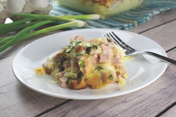 Farmer's Casserole: of the two breakfast casseroles with recipes here, this one can be made ahead.