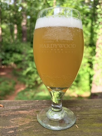 River On Easy IPA in a Hardywood beer glass