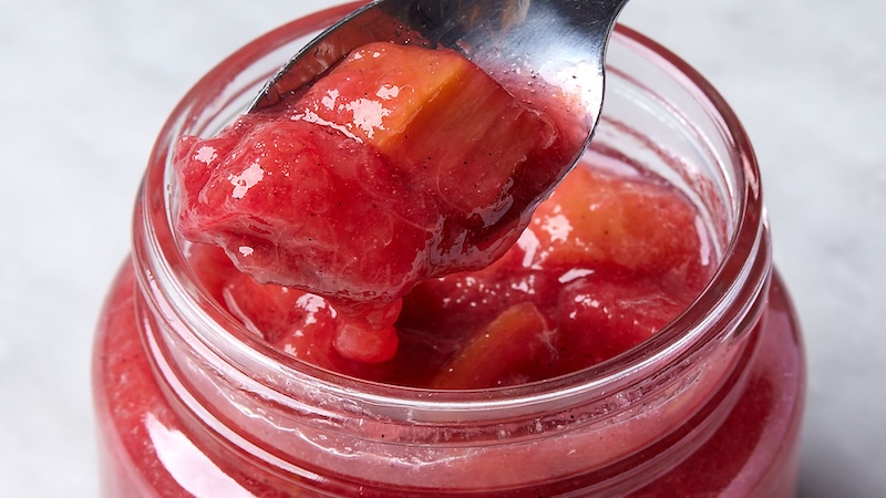 All you need is sugar, vanilla, and rhubarb to make this jammy sweet-tart rhubarb compote. (Lucy Schaffer/TCA)