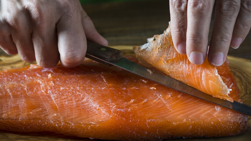 Basil gravlax with sweet mustard sauce