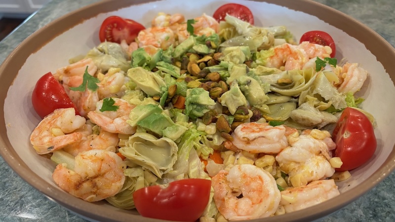 Roasted shrimp and corn salad