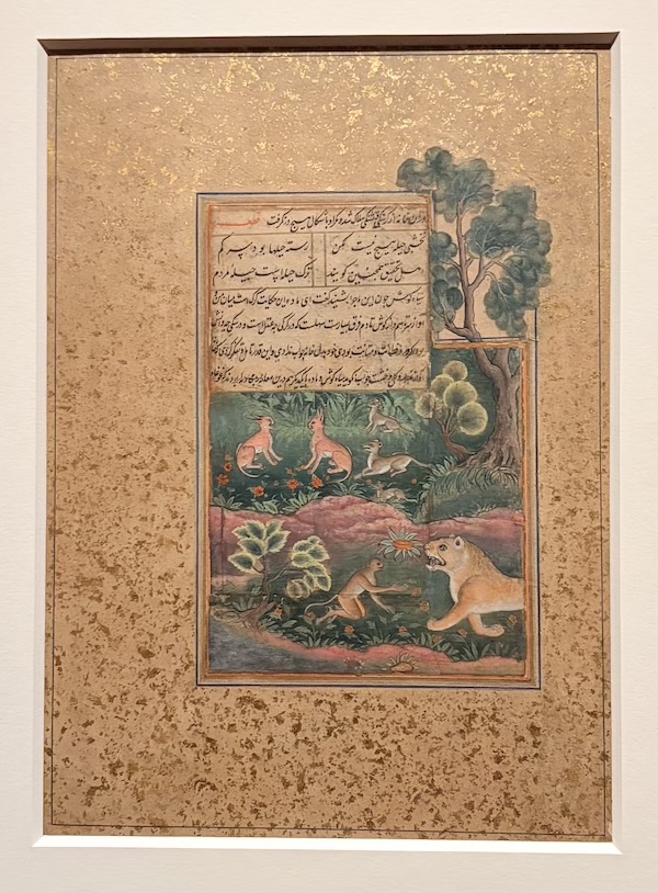 Episodes from a painted manuscript, part of India's Great Mughals exhibition