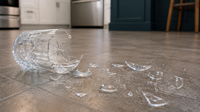 Nice glass broken by a well-meaning but not-so-helpful guest.