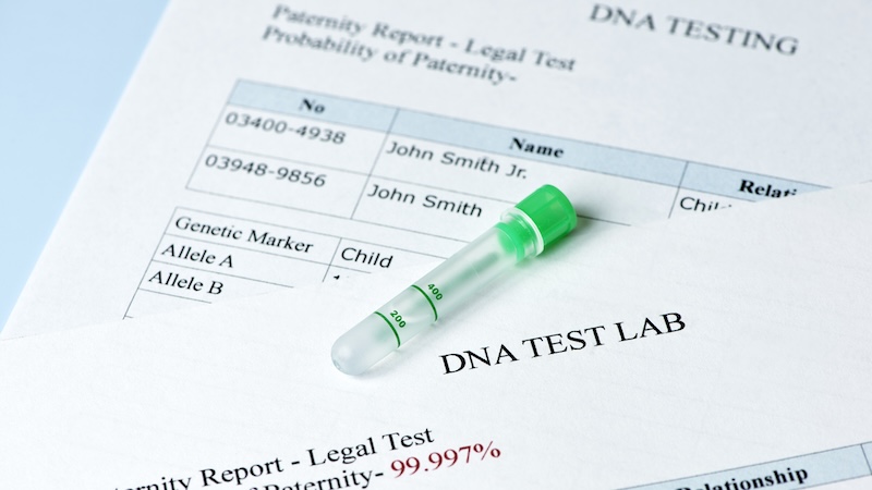 DNA test results to determine paternity secret.