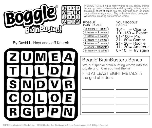 Boggle eight metals