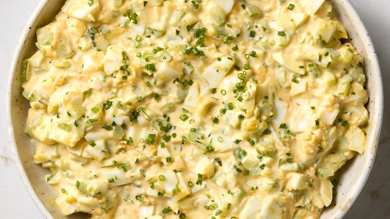 This recipe takes classic egg salad up a notch, with a bit of celery, herbs, and Dijon mustard. It’s a great way to add the healthy egg to your menu.