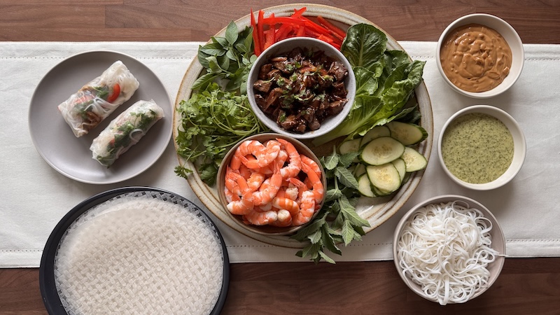 Ideal for a small gathering, this summer spring rolls dish is made for four guests to assemble two or three rolls each. (JeanMarie Brownson/TCA)