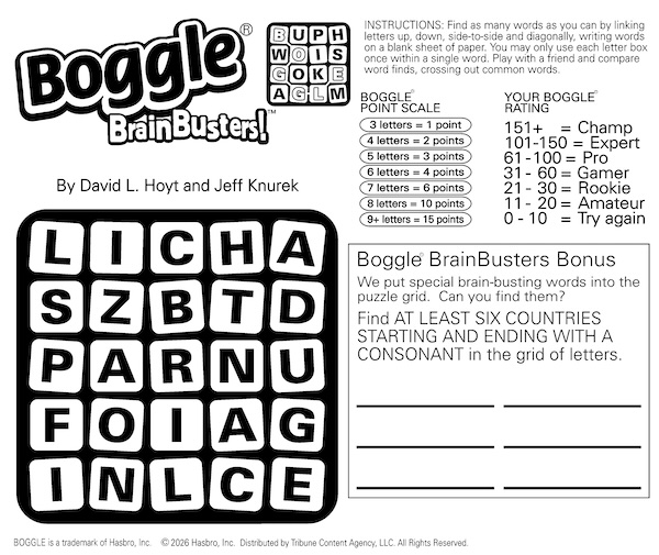 Puzzle: Boggle the consonant countries