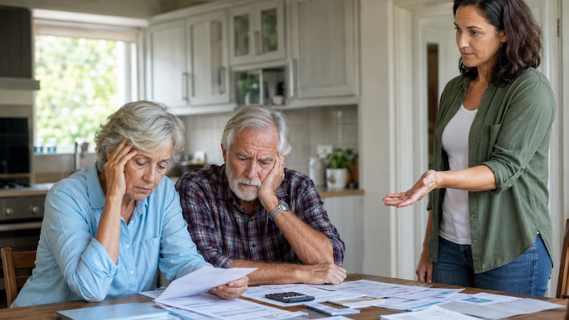 After supporting their daughter and her two children for two years, and the expenses are driving the parents into debt. ChatGPT image