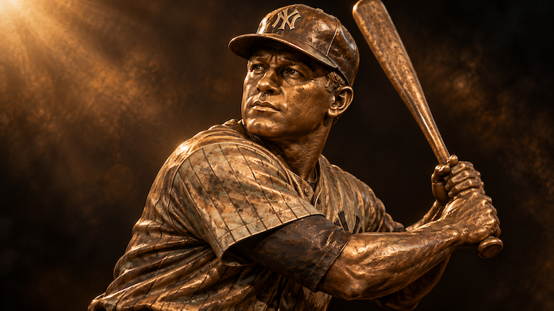 The Mick - Mickey Mantle - at bat, in a ChatGPT image: Jeff and ‘The Mick’: A Story of True Heroism