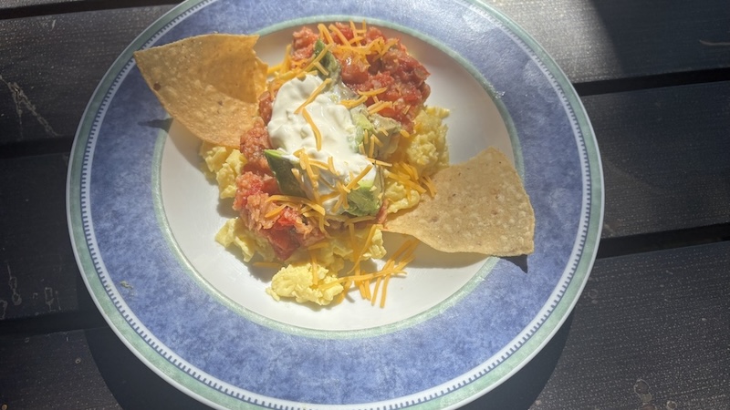 Easy breakfast chilaquiles. From Diane Rossen Worthington