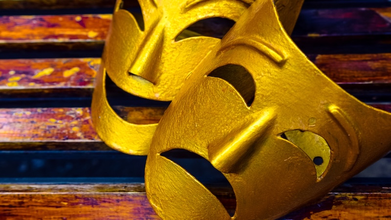 Classic theatre masks, representing senior theatrics